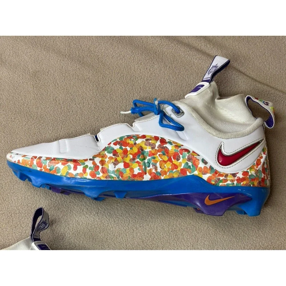 Nike LeBron 4 Menace 3 Fruity Pebbles Football Cleats US Mens Size 10 Multicolor